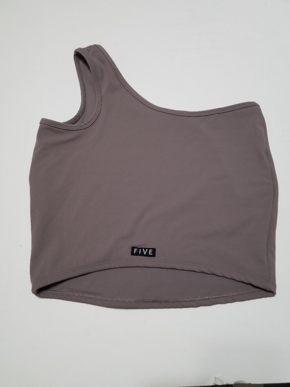 Five the label One Shoulder Taupe Gray Active Cropped Top Size XL - Picture 4 of 7